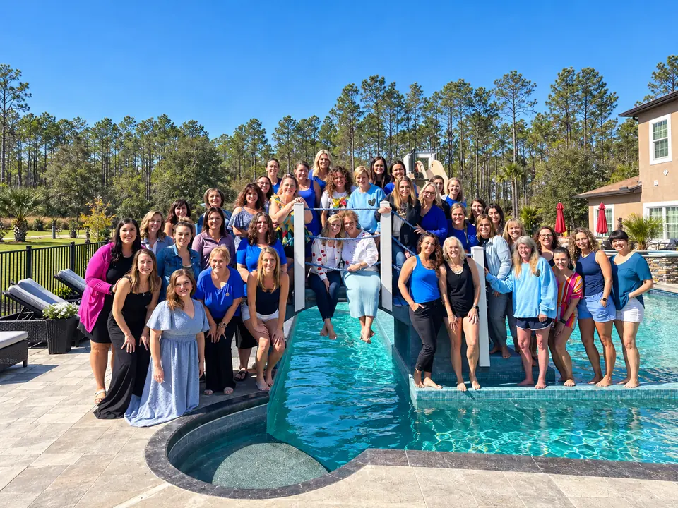 Guests gathered by the Parkside pool