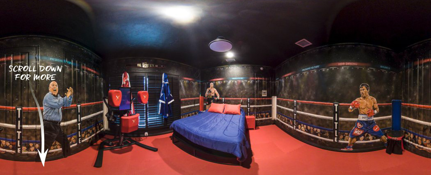 a boxing ring theme inside of a room