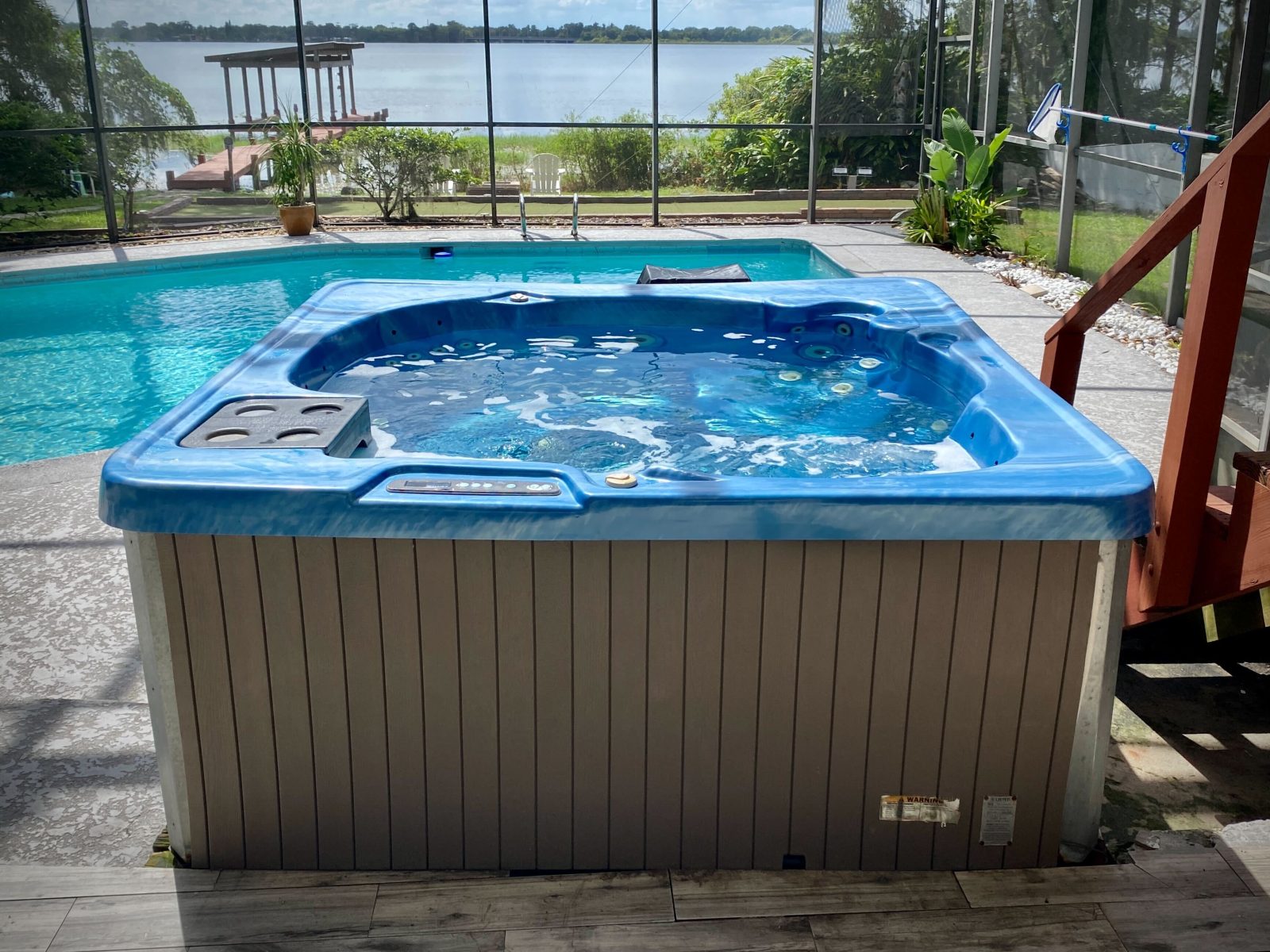 Hot tub with lake view