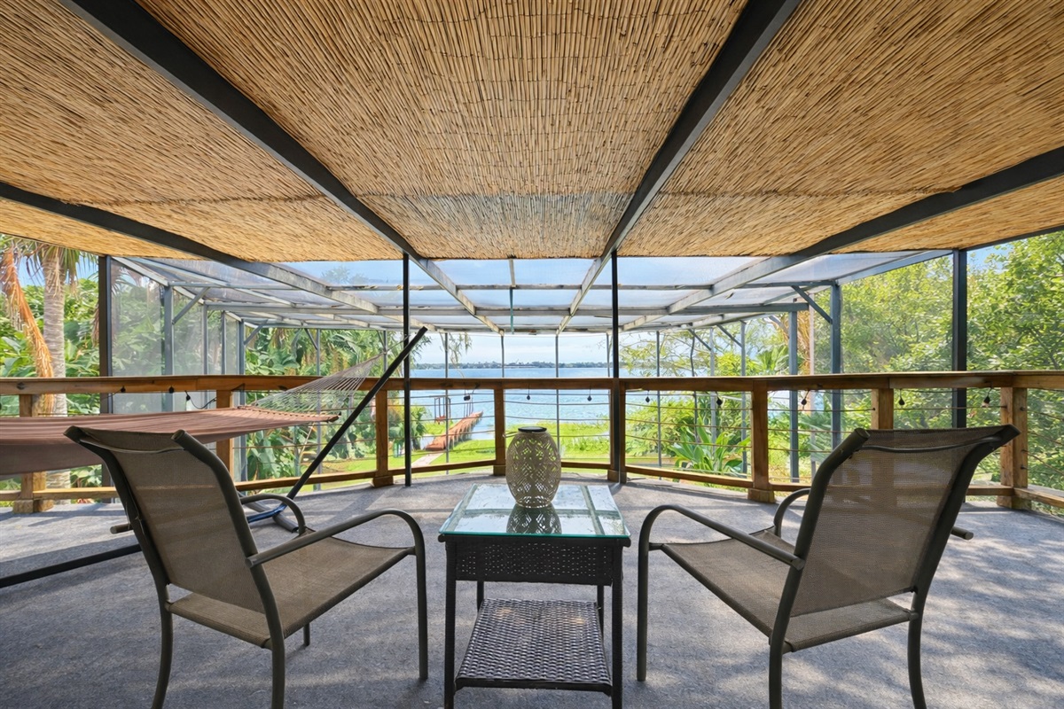 Take in the lake view from the breezy upper balcony lounge.