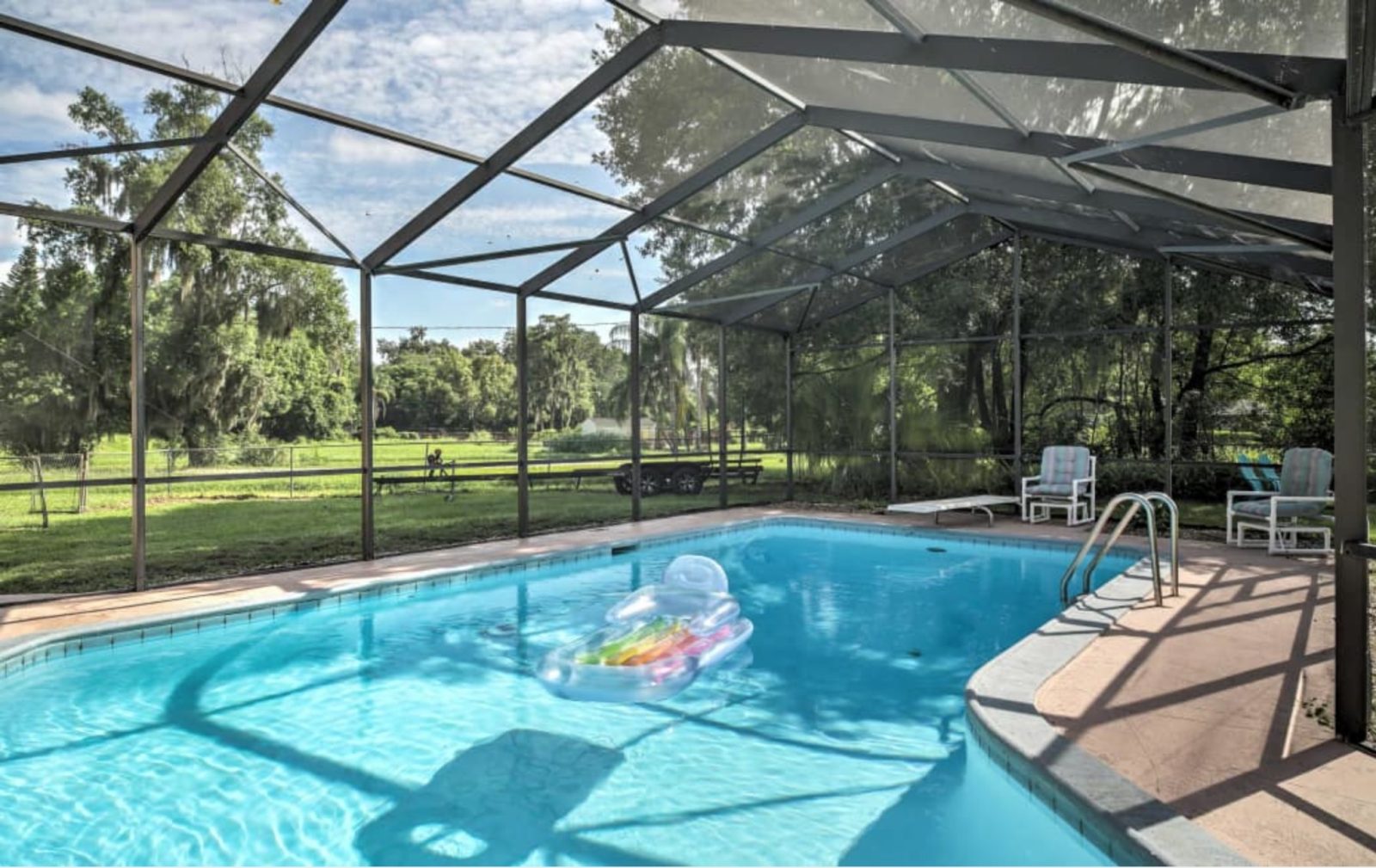 Float the afternoon away in the screened pool