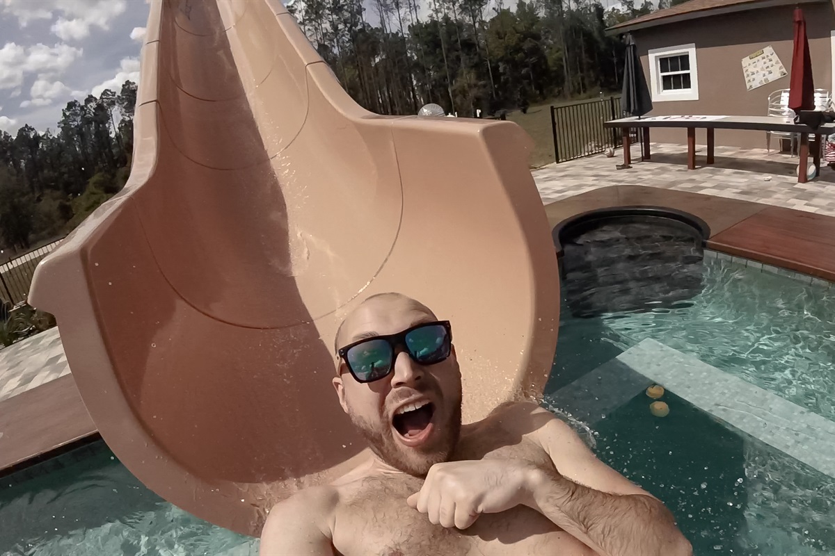 Waterslide splash pool.