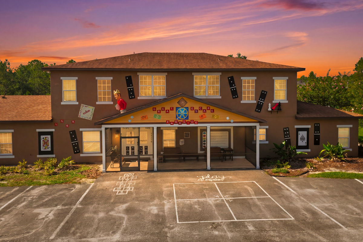 Aerial view of game-night paradise.