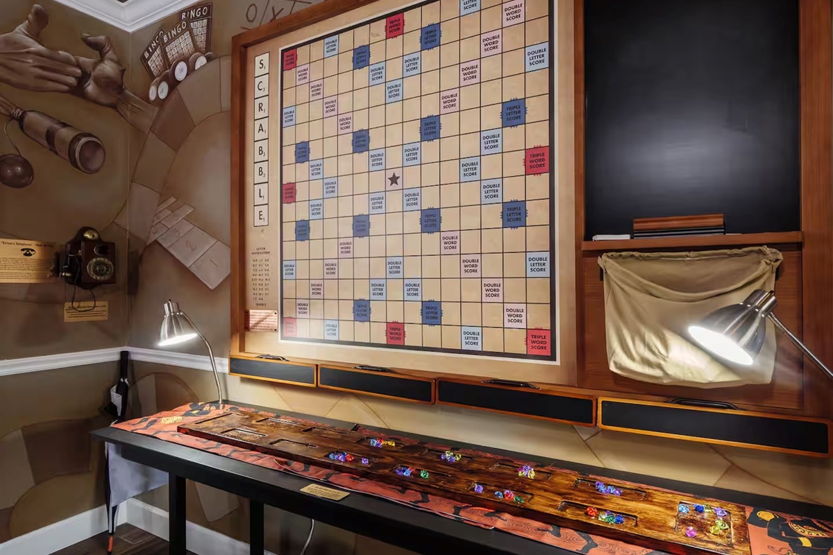 Giant scrabble using the hideaway magnetic tile racks.