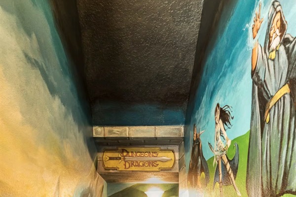 The Dungeons &amp; Dragons hallway mural.