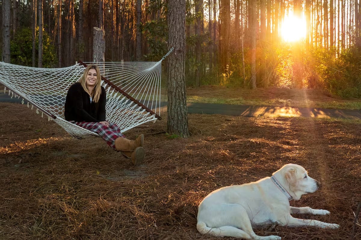 Hammocks at sunset.