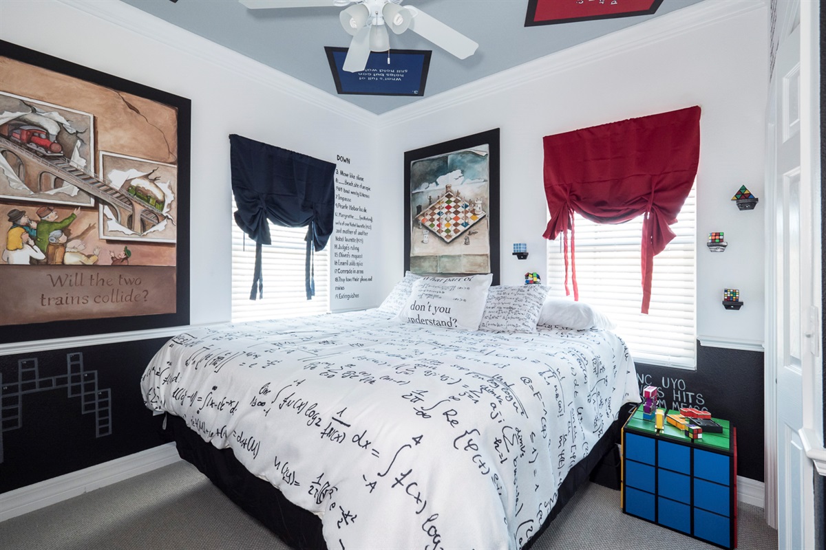 A puzzle-themed bedroom.