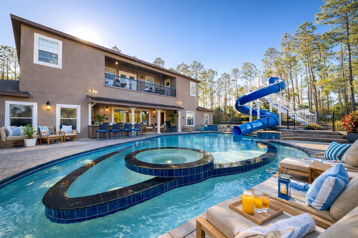 The pool and spillover spa.