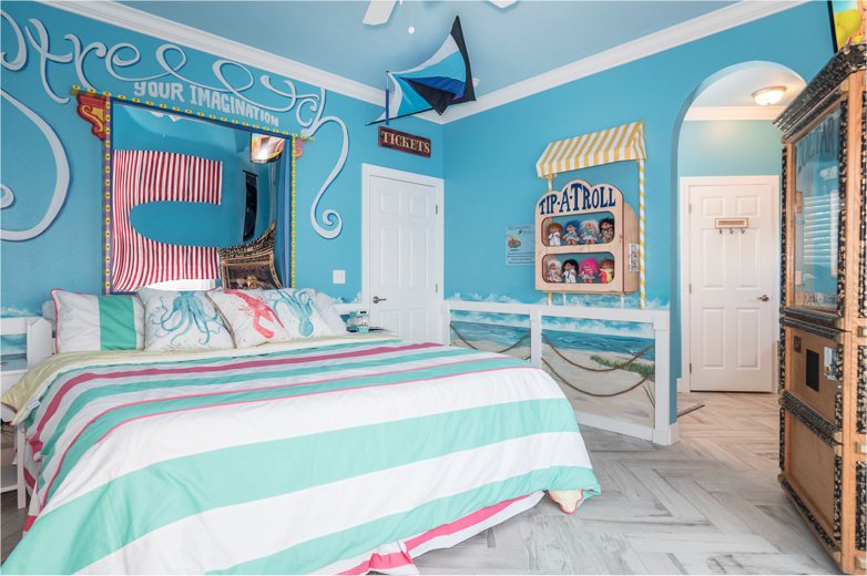 Midway games at the foot of the bed