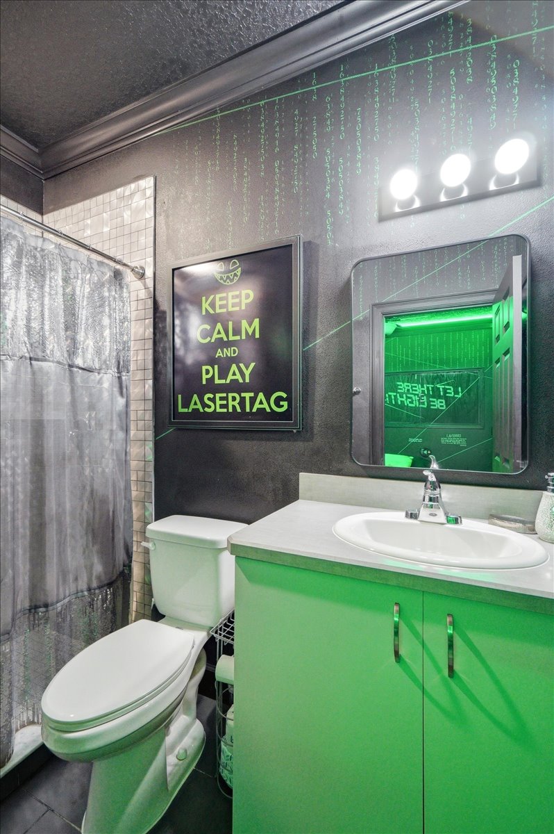 Laser maze bathroom.