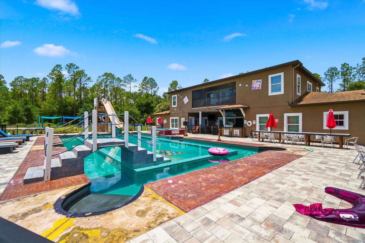 The pool pool complex from the deck.