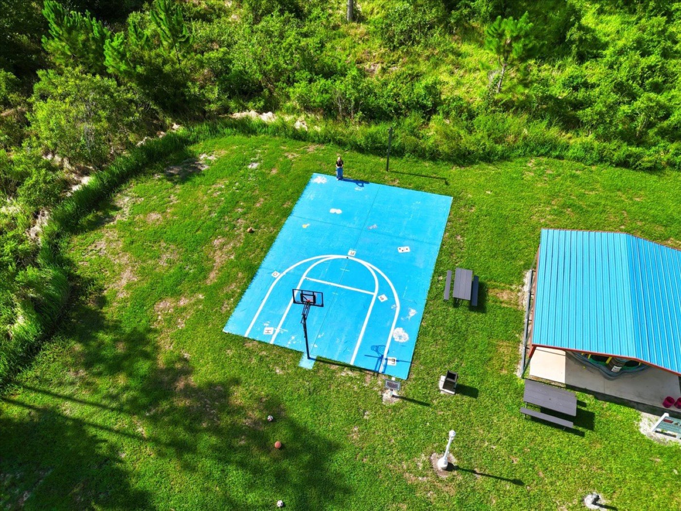 The basketball court.