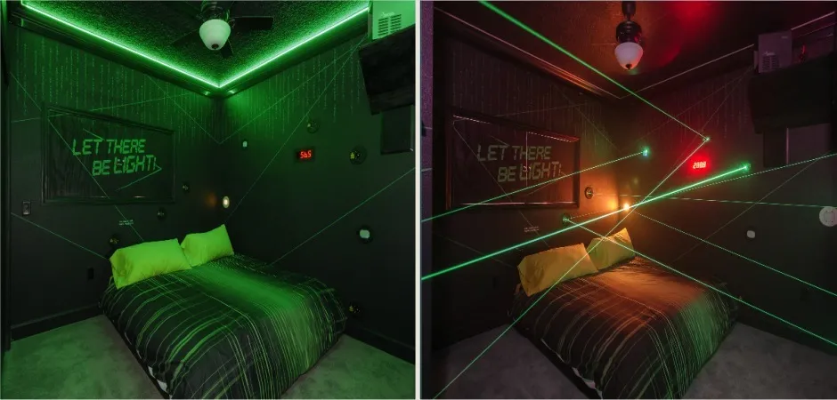 Lights on, lights off: the bedroom becomes the maze.