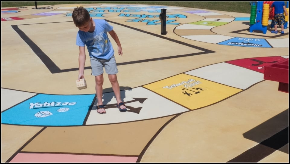 The giant Never-Be-BORED game board.