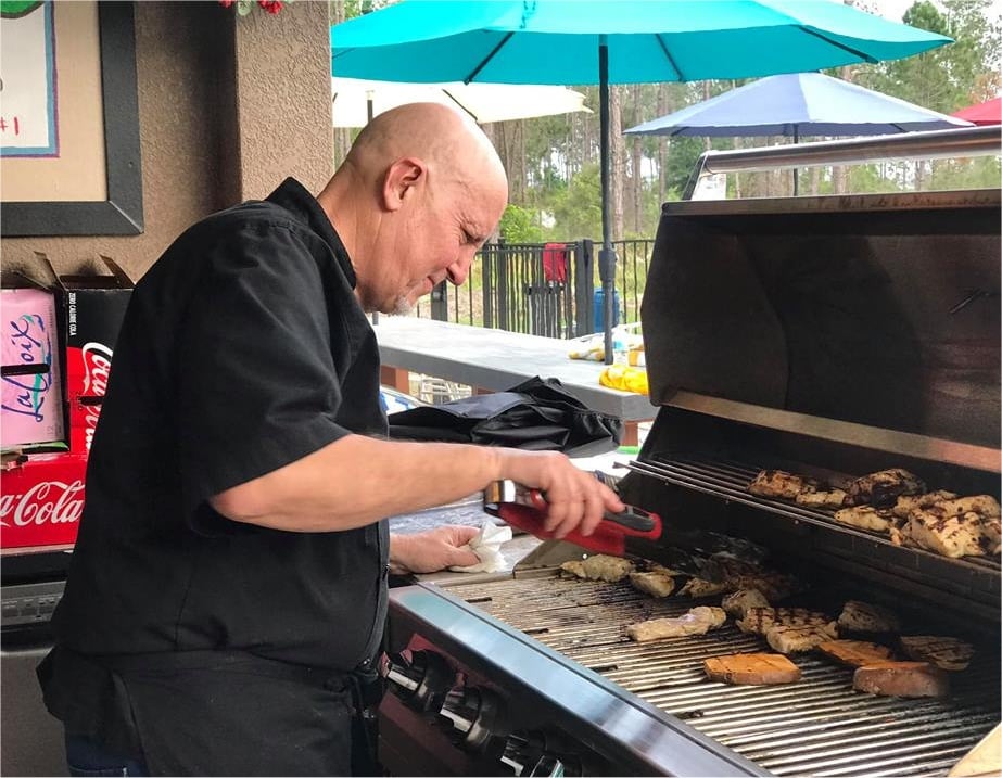 The big grill, poolside.