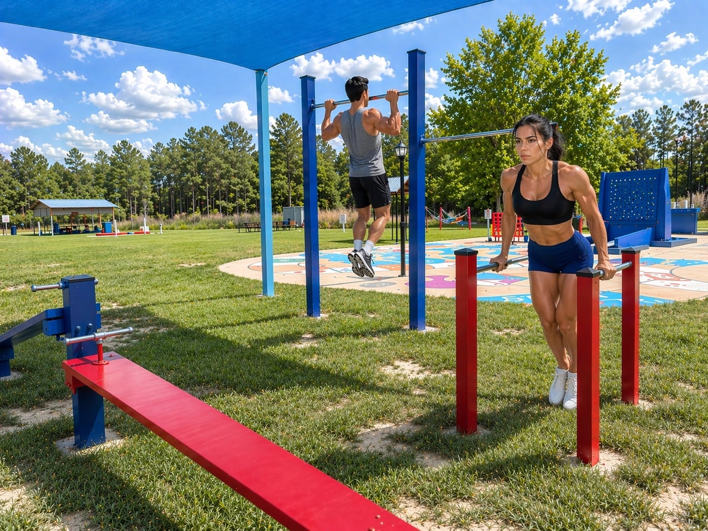 Body weight training in the fresh air.