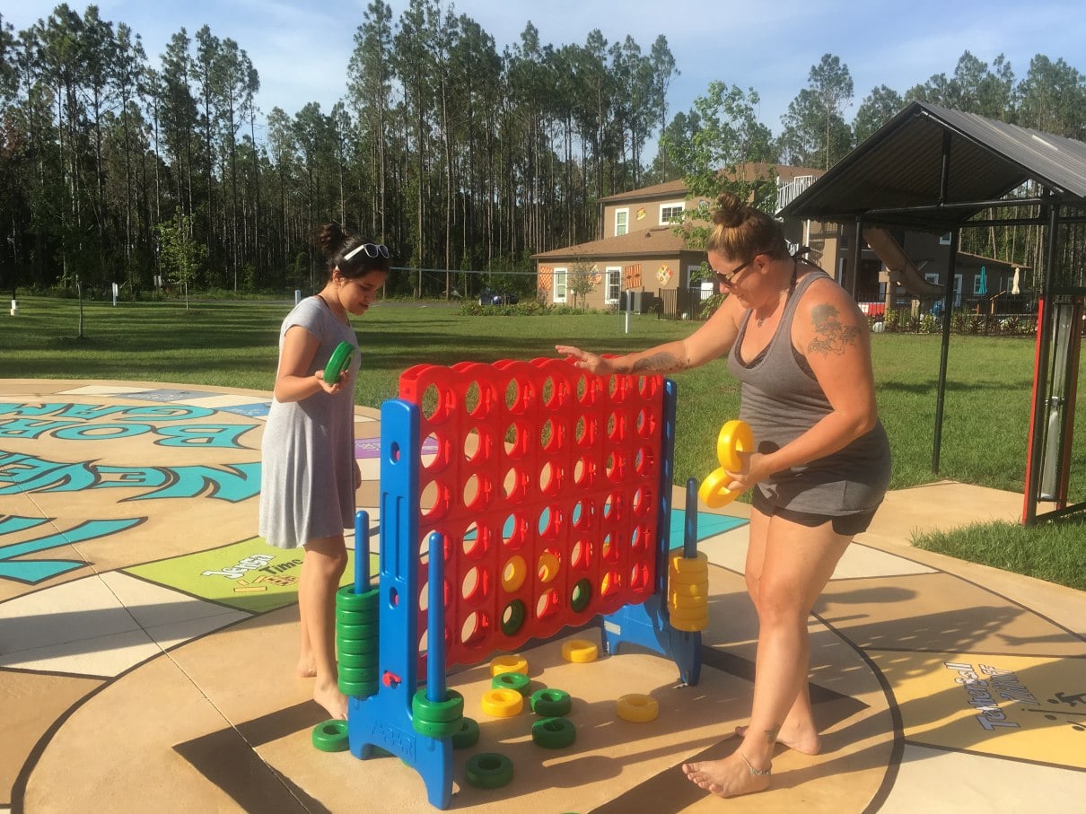 Dropping in on giant Connect Four.