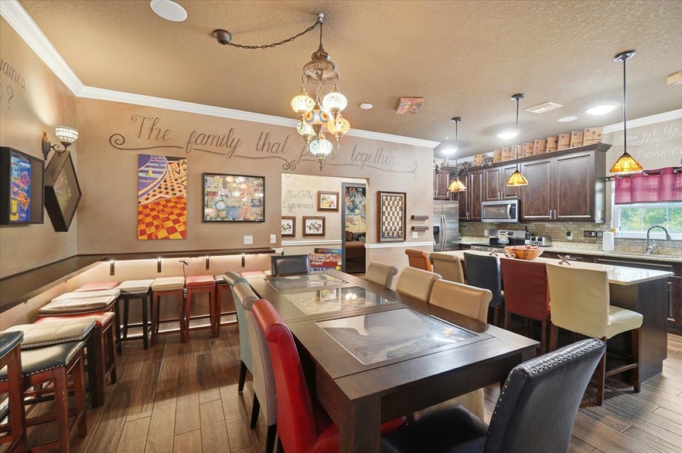 The dining and game room.