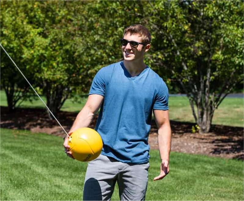 Tetherball on the manicured acreage.
