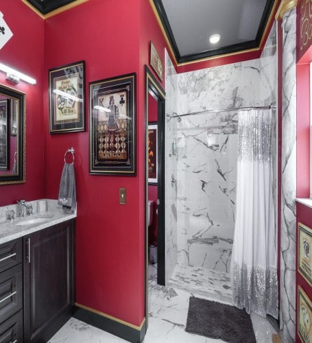 The Royal Flush marble shower.