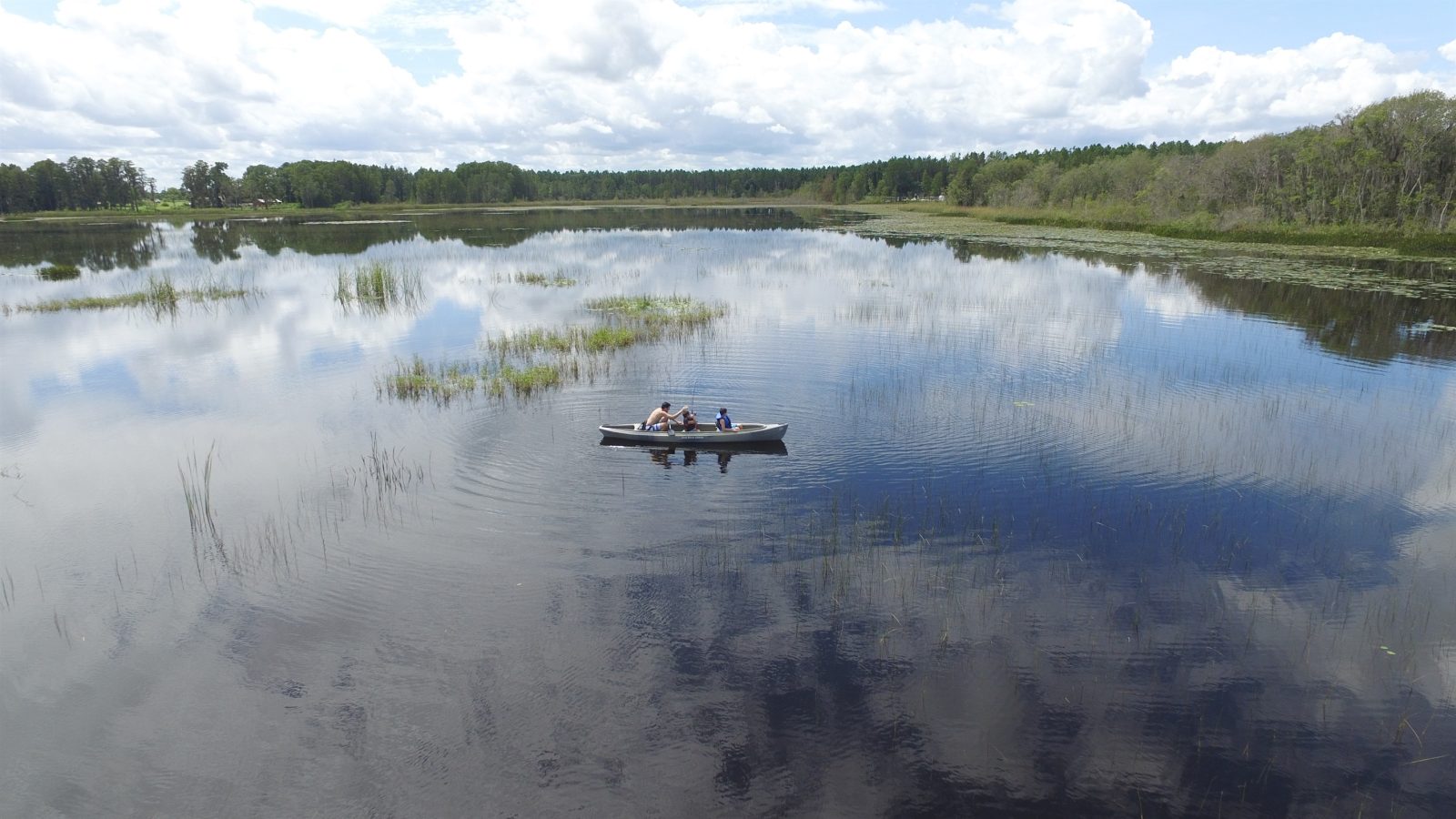 Paddling the lake.