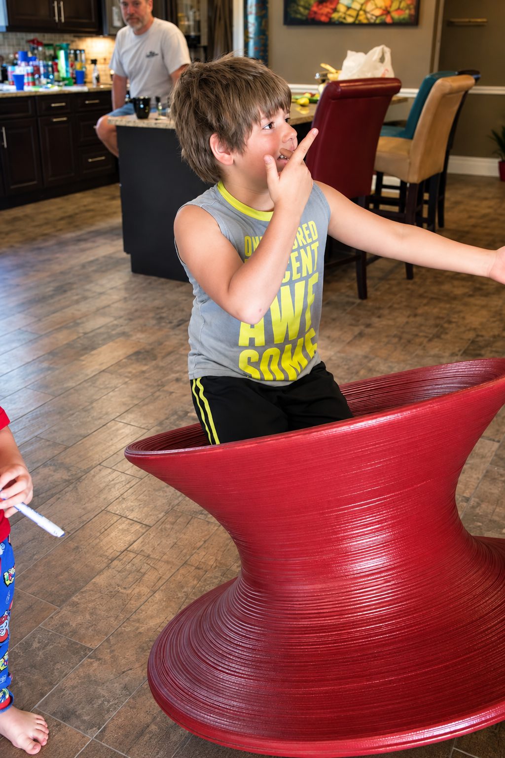 Kids love the spinner chair.