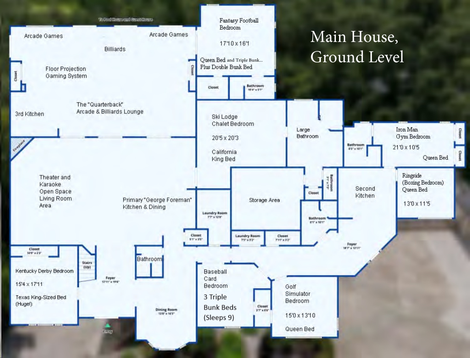 Lake Louisa Chateau Main House, Ground Level floor plan